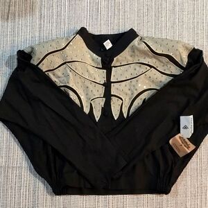Vintage 80s Tipicano Black/Beige Sequined Applique Canvas Bomber Jacket Sz L NWT